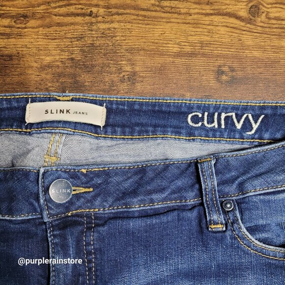 Slink Jeans 20 Curvy Straight High Rise Tummy Control Medium Dark Wash - Picture 7 of 14